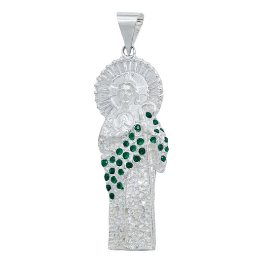 Dije Grande San Judas Zirconias Baguette Artesanal Plata 925