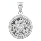 Dije Tetragrammatón Plata 925 Zirconias 3 Cm Amuleto Unisex Blanco