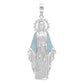 Dije Virgencita Milagrosa Zirconias Fátima Plata 925 5.8 Cm Celeste