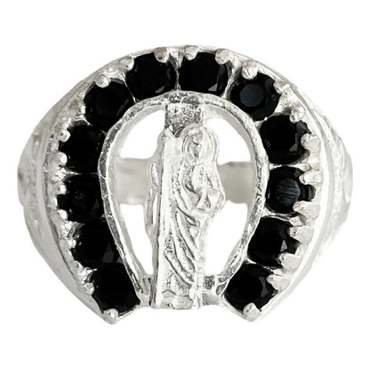 Anillo San Judas Tadeo Herradura Con Zirconias Plata Ley 925