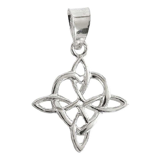 Dije Grande Nudo De Bruja Celta Corazon Liso Plata Ley 925