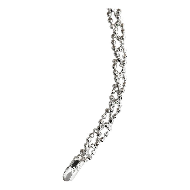 Pulsera Torzal Bolitas Mujer Regalo Amor Plata Ley 925 3 Mm