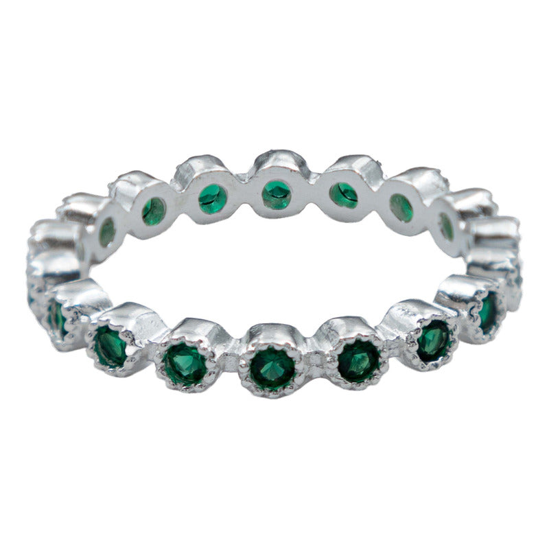 Anillo Churumbela Completa Zirconias De Plata Pura Ley .925