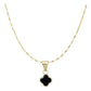 Collar Chico Trebol Esmaltado Flor Corridos Oro 10k + Cadena