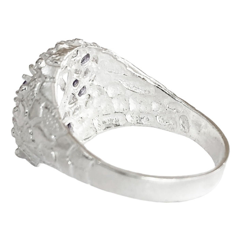 Anillo Santa Muerte Herradura Zirconias Plata Ley 925