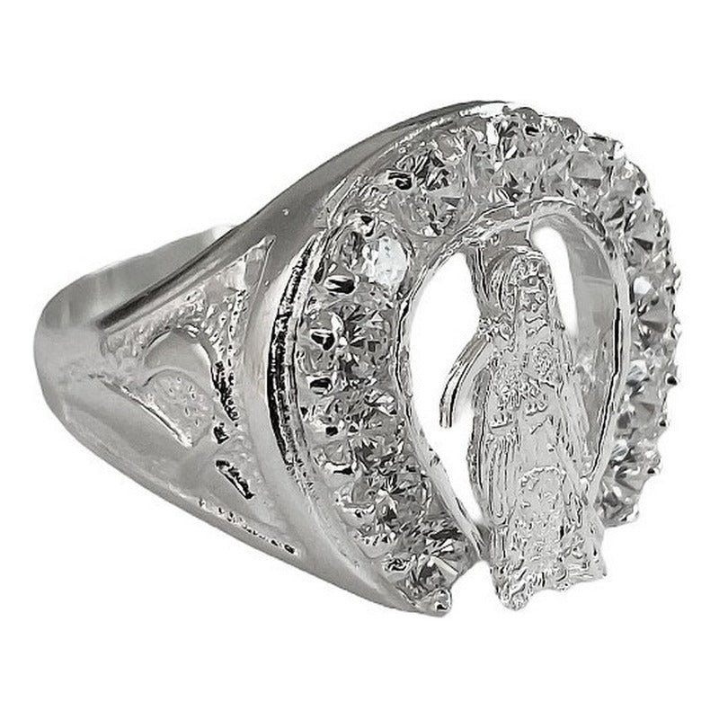 Anillo Mediano Santa Muerte Zirconias En Plata Solida 925