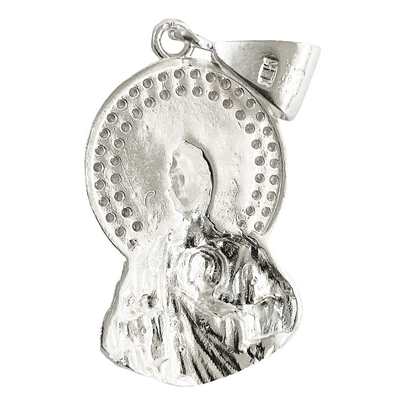 Dije Medalla Torso San Judas Tadeo Zirconias Plata S925 4 Cm