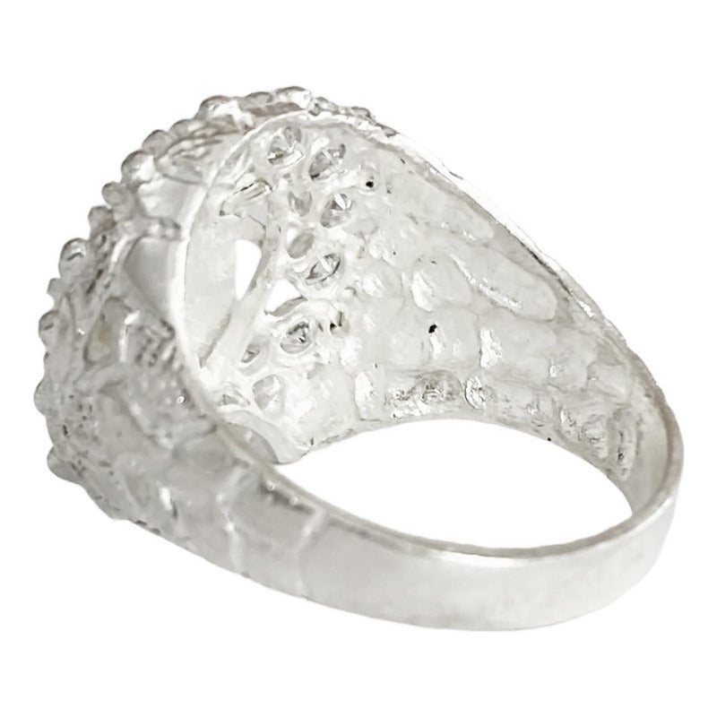 Anillo Santa Muerte Herradura Zirconias Plata Ley 925