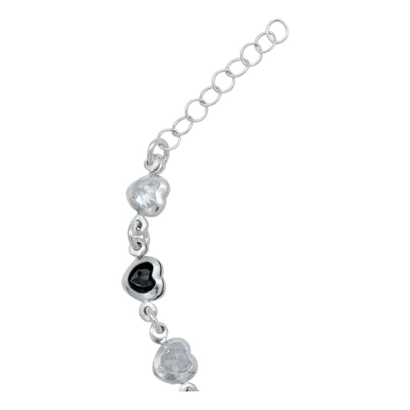 Pulsera Corazones Zirconias Amor Mujer Regalo Plata 925