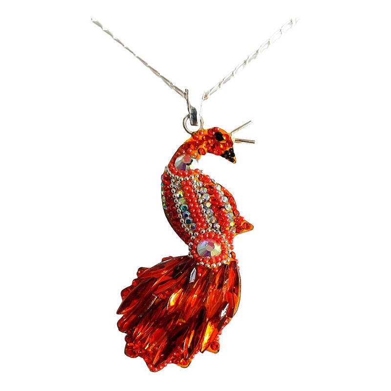 Juego Gigante Completo Artesanal Pavo Real Piedras Plata 925