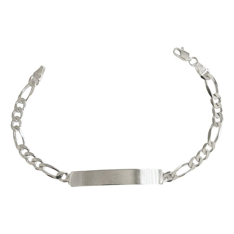 Esclava Hombre Pulsera Fígaro Plata 925 Placa Lisa 6 Mm