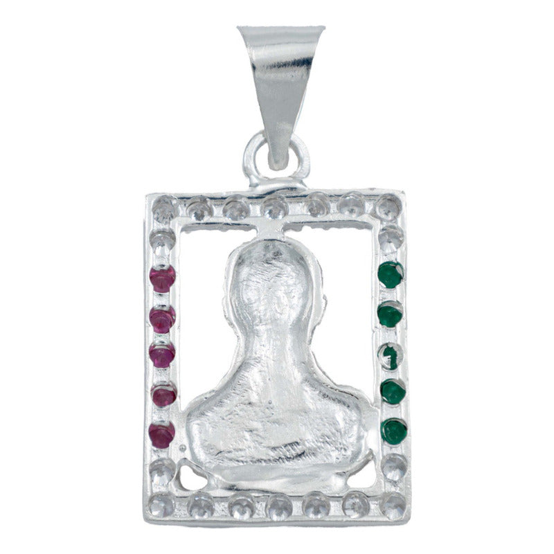 Dije Cuadrado Jesús Malverde Zirconias Plata Solida 925