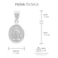 Dije Mini Medalla Bautizo Virgen Milagrosa Mate Plata 925 Plateado