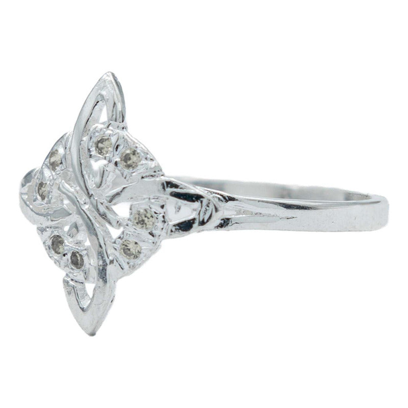 Anillo Nudo De Bruja Celta Diamantado Zirconias Plata S925