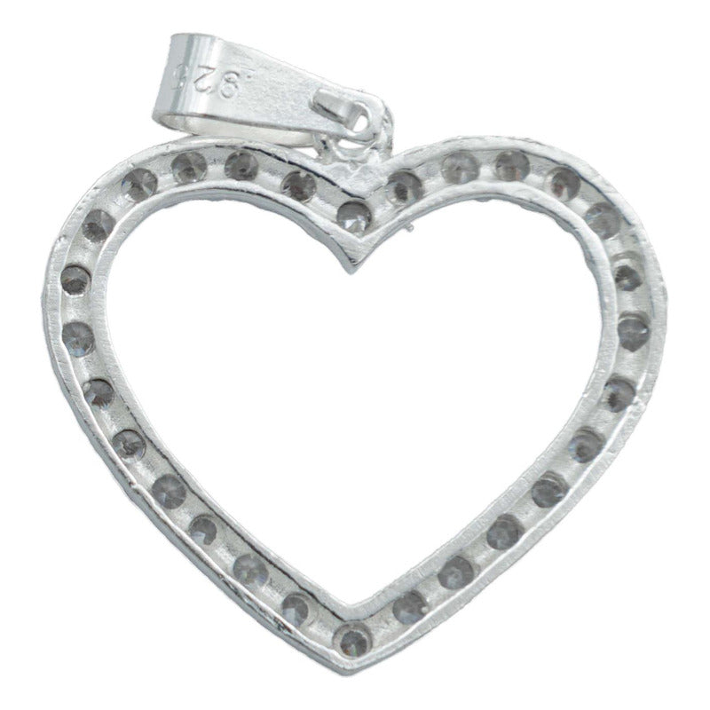 Collar Corazón Grande Contorno Amor Regalo Mujer Plata 925