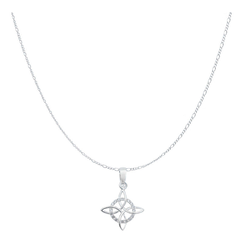 Dije Nudo Bruja Plata Solida 925 + Cadena 45 Cm Plata S925