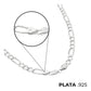 Cadena Figaro 3x1 Diamantada Hombre Plata 925 65 Cm X 7 Mm Plateado