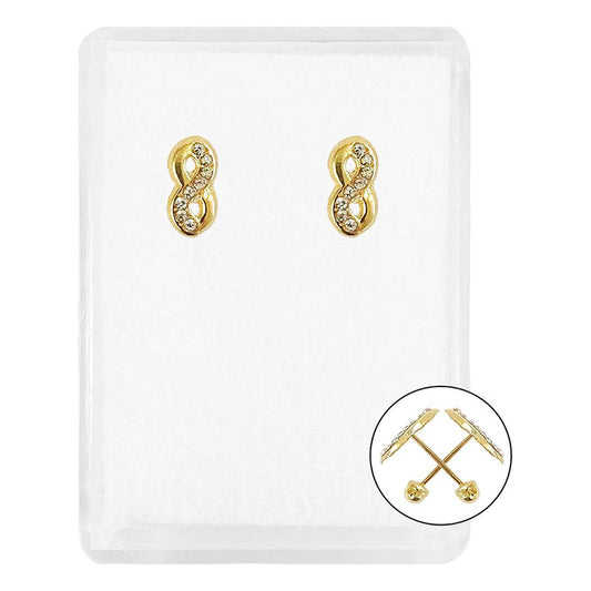Broquel Arete Infinito Zirconias Amor Mujer Regalo Oro 10k