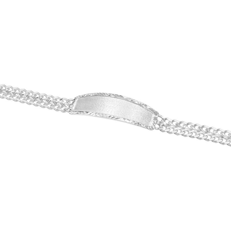 Joyaris Esclava Petatillo Placa Diamantada Plata 925 Hombre Plateado 22 Cm