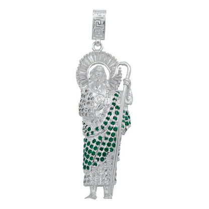 Dije Grande San Judas Zirconias Piedras Plata 925 7.8 Cm