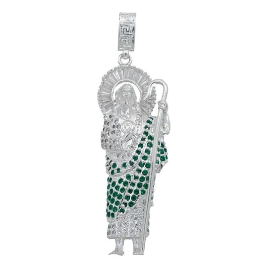 Dije Grande San Judas Zirconias Piedras Plata 925 7.8 Cm