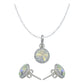 Juego De Cristal Dije Aretes Cadena Mujer Regalo Plata 925
