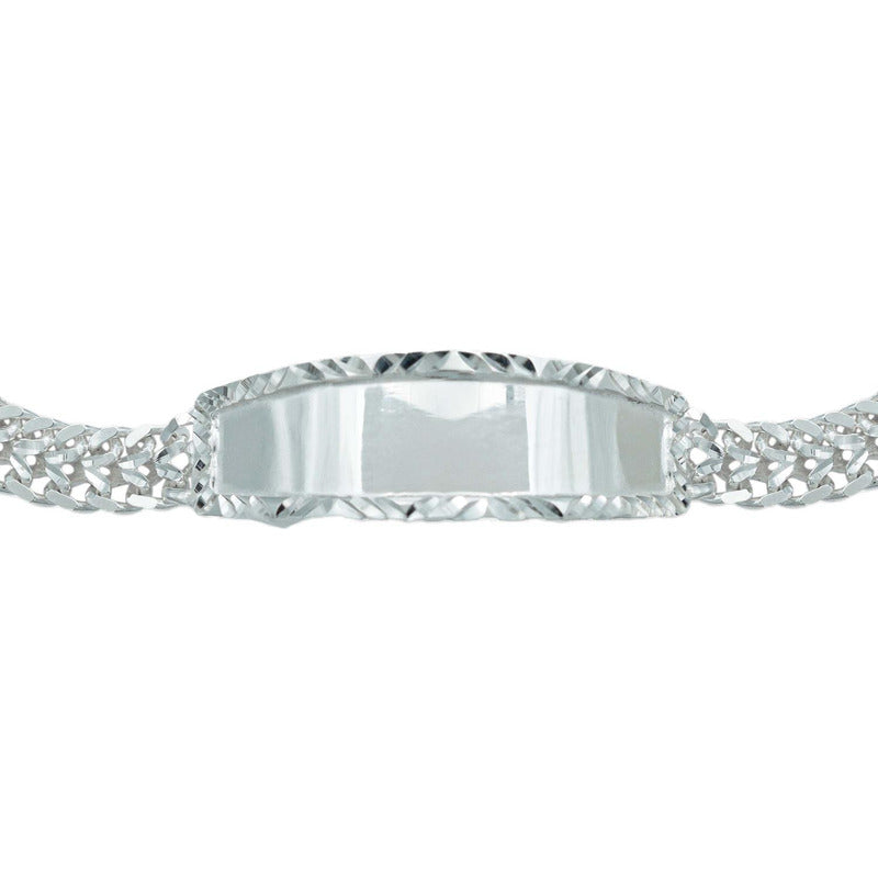 Esclava Doble Cubana Placa Lisa Hombre Plata Maciza S925