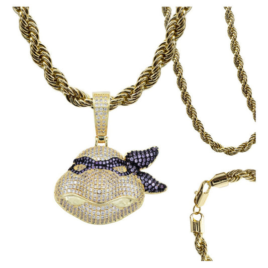 Dije Hombre Tortuga Ninja Hiphop+ Cadena Regalo Chapa Oro14k