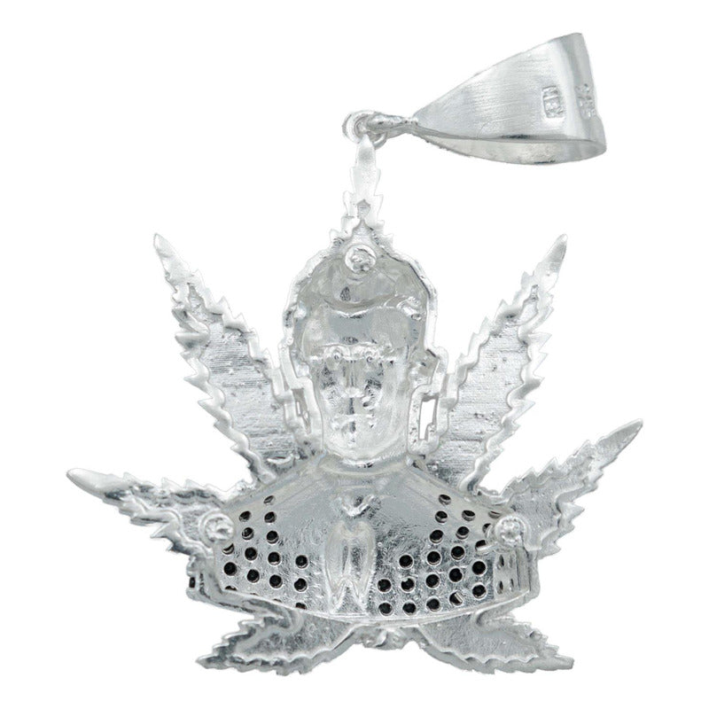 Dije Grande Jesús Malverde Cannabis Zirconias Plata Ley 925