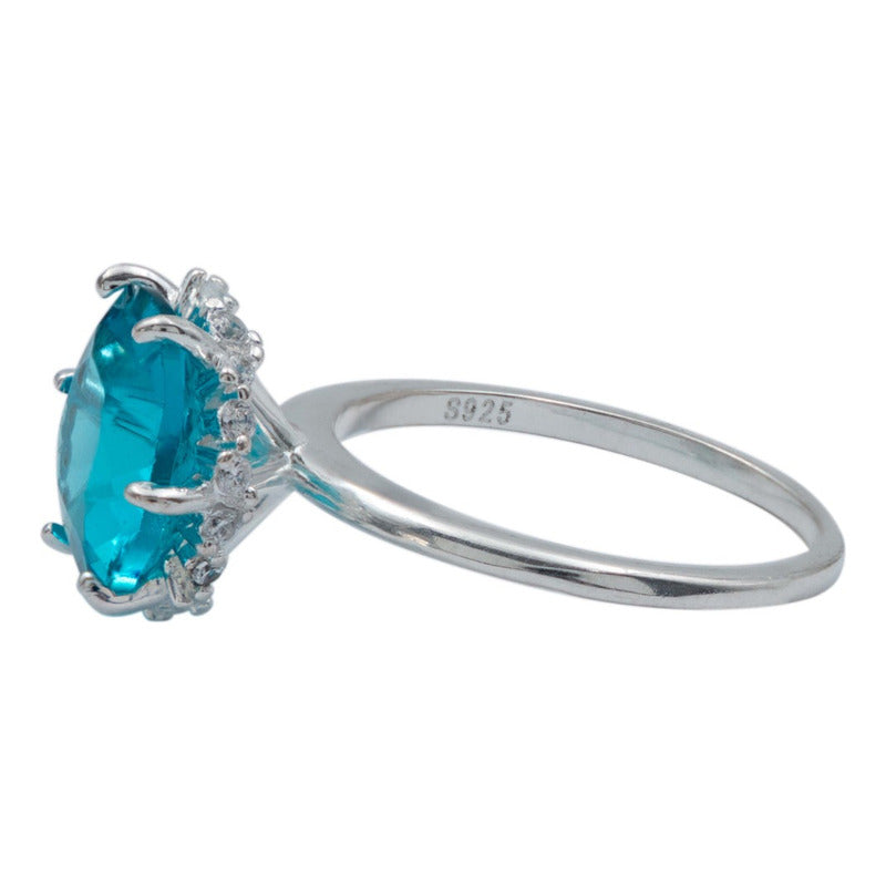 Anillo Promesa Amor Plata Obsidiana Paraiba Certificado 2 Ct