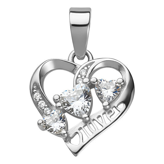 Dije Corazón 'lover' Amor Regalo Zirconia Rosa En Plata 925 Blanco