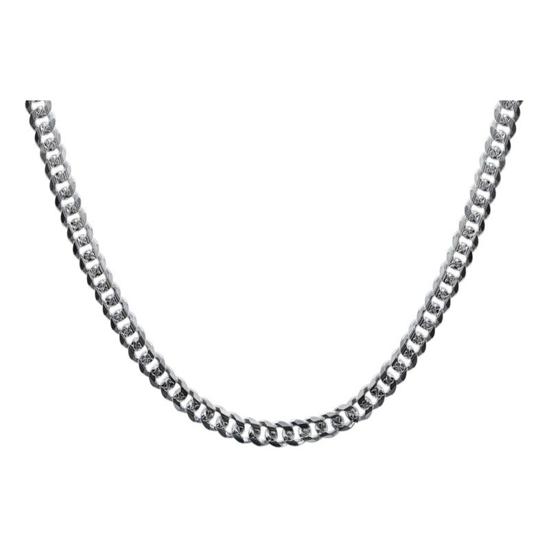 Cadena Cuba Cerrada Diamantada Hombre Plata 925 60 Cm X 5 Mm