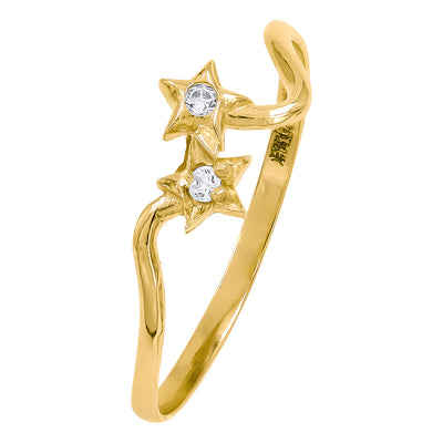Anillo Promesa Matrimonio Estrellas Regalo Zirconias Oro 10k - Amarillo - 7.5