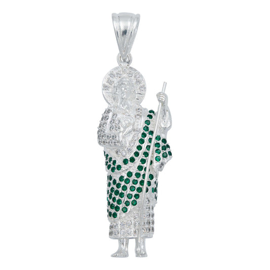Dije Medalla San Judas Tadeo Grande Zirconias Plata Ley 925