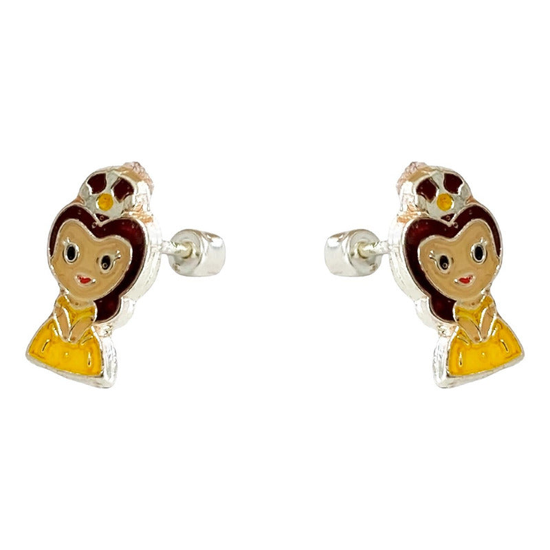 Aretes Broquel Arracadas Pendiente Princesas Plata 925