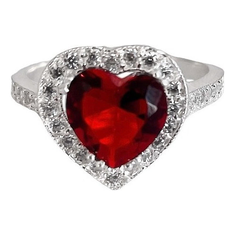Anillo Corazon Zirconias Amor Promesa Plata Fina Ley S925