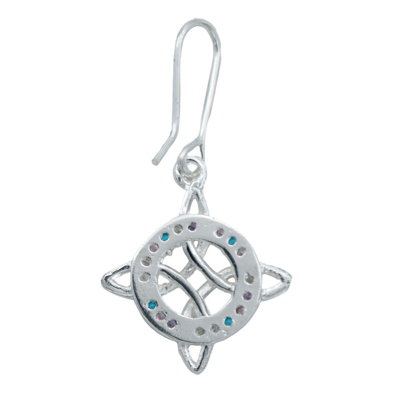Aretes Gancho Nudo De Bruja Mood 2 Zirconias Plata Ley S925