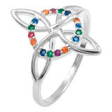 Anillo Nudo De Bruja Grande Celta Zirconias Mujer Plata 925 6 Multicolor