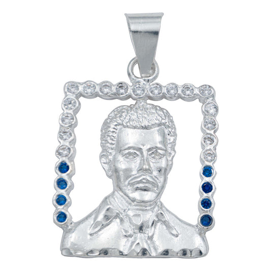 Dije Grande Jesús Malverde Con Zirconias Plata Solida 925