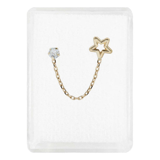 Arete Broquel Estrella Zirconia Cadena Mujer Regalo Oro 10k
