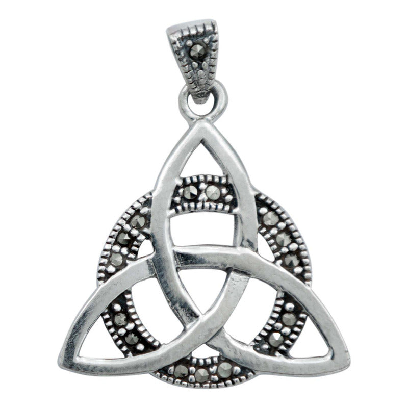 Collar Triqueta Zirconias Caden Granito De Cafe Plata 925