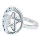 Anillo Diamantado Pentagrama Luna Zirconias Plata Ley 925