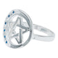 Anillo Diamantado Pentagrama Luna Zirconias Plata Ley 925