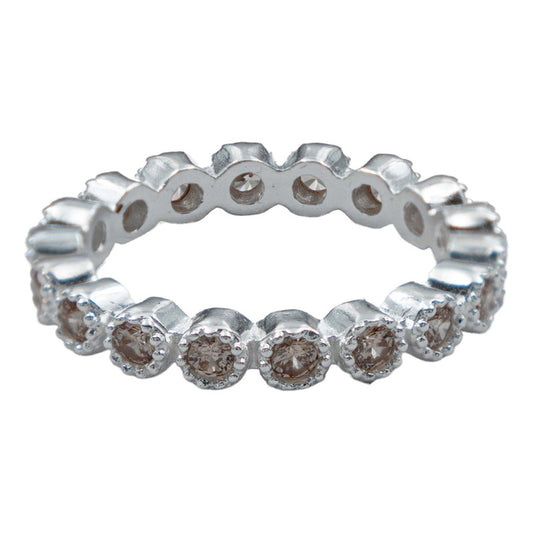 Anillo Churumbela Completa Zirconias De Plata Pura Ley .925