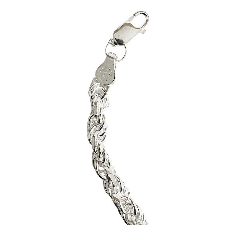 Pulsera Gruesa Torzal Hombre Plata Solida Ley 925 6 Mm