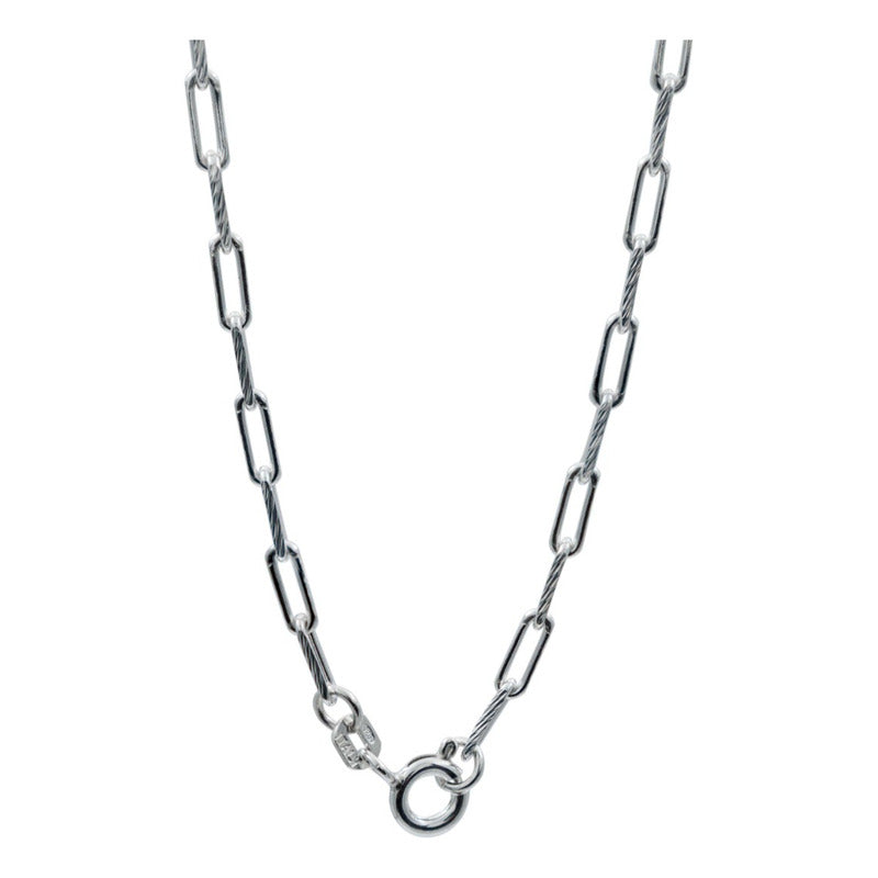 Cadena Eslabón Grande Diamantado Hombre Plata Itlay925 60 Cm