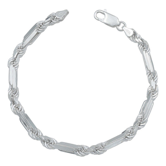 Pulsera Gruesa Torsal Figaro Hombre Plata Italy 925 5 Mm