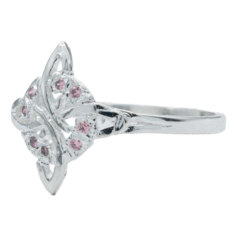 Anillo Nudo De Bruja Celta Diamantado Zirconias Plata S925