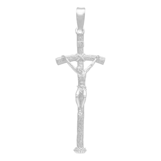 Dije Mediano Cruz Cristo Crucificado Ramas Madera Plata 925 Plateado