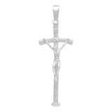 Dije Mediano Cruz Cristo Crucificado Ramas Madera Plata S925 Plateado